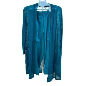 J. Jill Sheer Linen Blend Sweater, Teal Green, Sz Medium